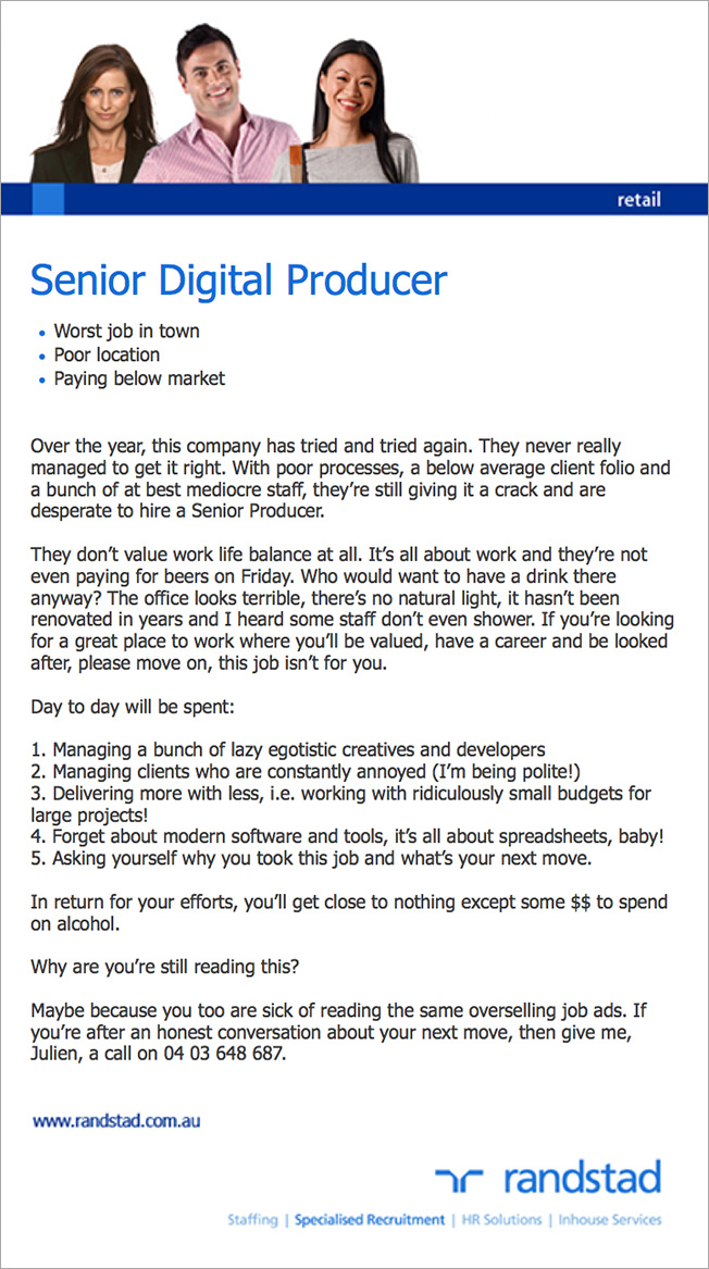 This Company's Painfully Honest Help-Wanted Ad Promises the 'Worst Job in Town'