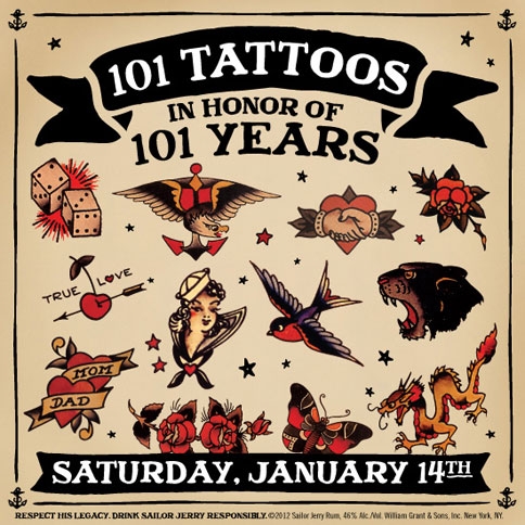 Sailor Jerry Rum is giving away 101 free tattoos to honor what would have