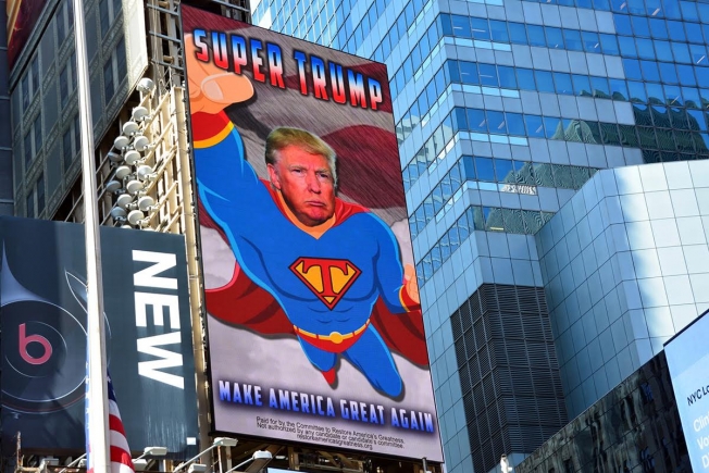 Times Square durante la campagna elettorale. 