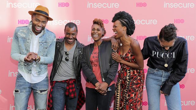 Issa Rae and the cast of Insecure on a red carpet