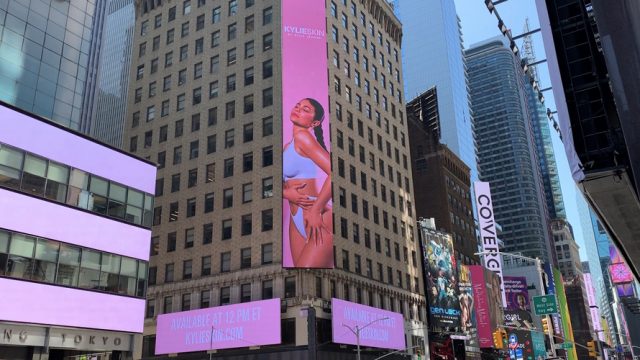An ad featuring Kylie Jenner is shown in New York's Times Square.