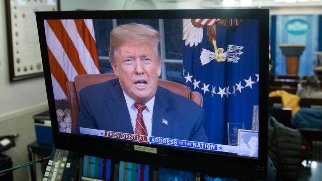 a tv showing donald trump