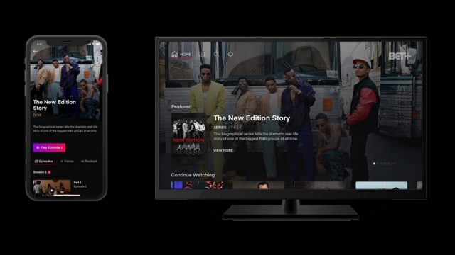 Screenshots of BET+, BET Networks' upcoming video on demand service