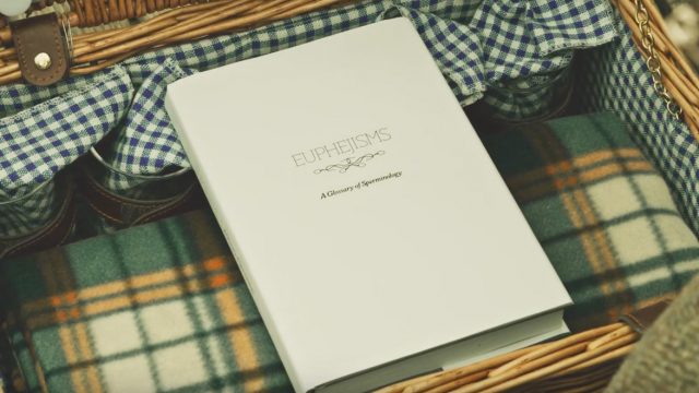 The book of Euphejisms, A Glossary of Sperminology inside a picnic basket