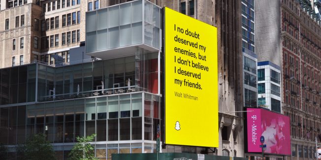 Snapchat OOH campaign ad featuring Walt Whitman