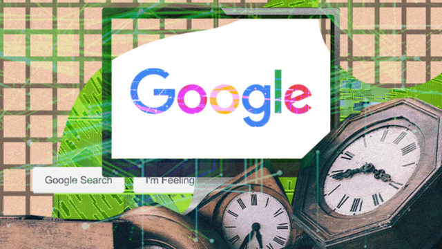 Google logo with clocks.
