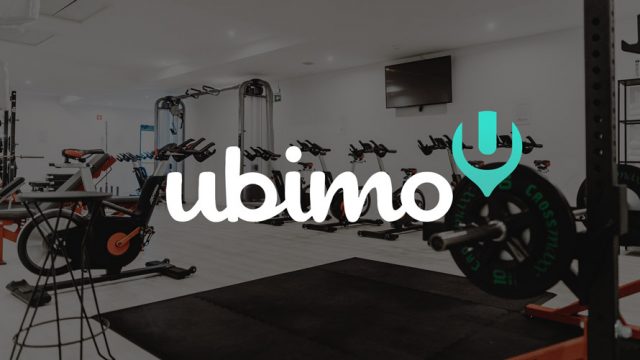 Ubimo logo on top of a gym image