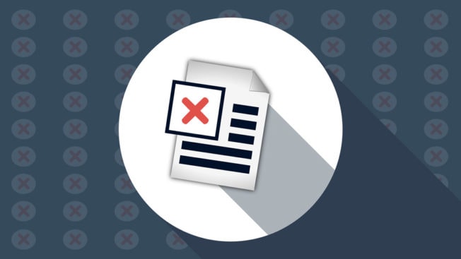 Document icon with a red X on it