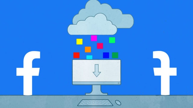 Dark clouds and digital rain over a computer screen with a download icon