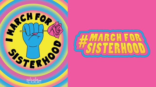 girls who code #marchforsisterhood tiktok campaign banner