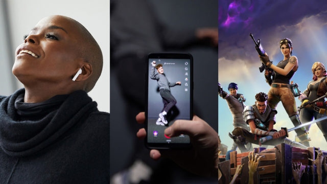 Collage of Adweek's 2019 Digital Hot List winners including AirPods, TikTok and Fortnite