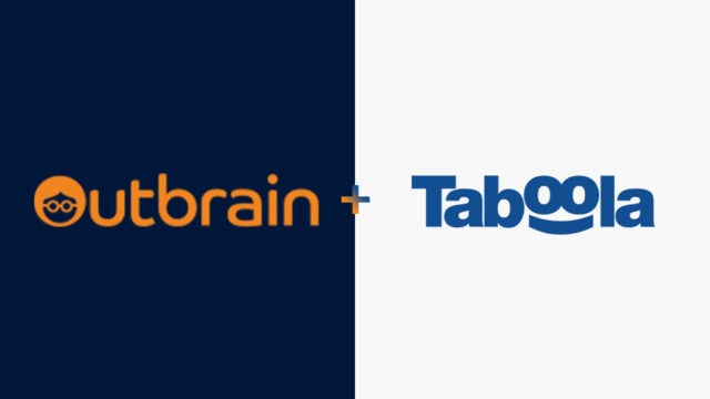 side-by-side of Outbrain + Taboola logos