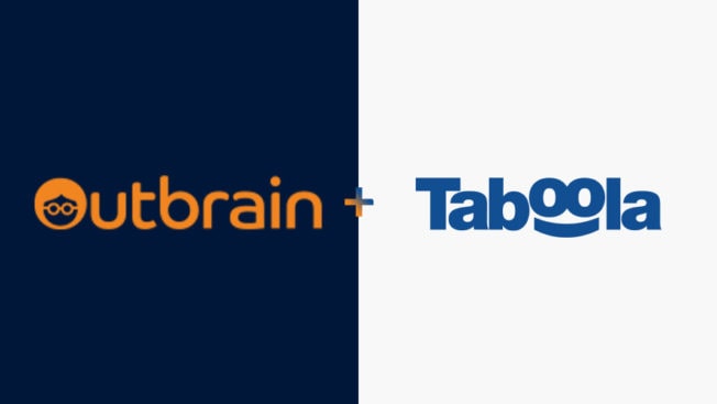 side-by-side of Outbrain + Taboola logos