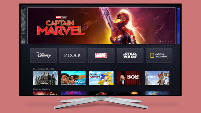 the home screen of the disney+ streaming service