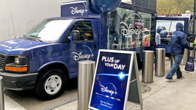 Disney+ truck and signage