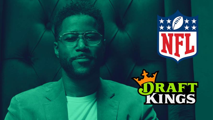 nate burleson and the draftkings logo