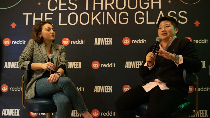 adweek reporter sara jerde interviewing a reddit executive at CES 2020
