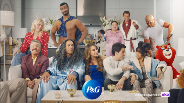Multiple P&G actors and mascots in same room