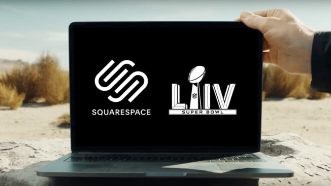 the logos of super bowl LIV and squarespace