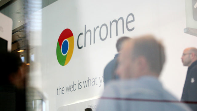 Google Chrome logo on a wall
