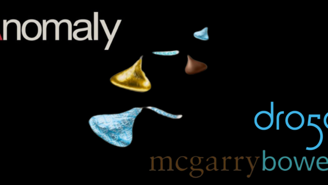 a hershey kiss with the logos for anomaly, droga5 and mcgarrybowen