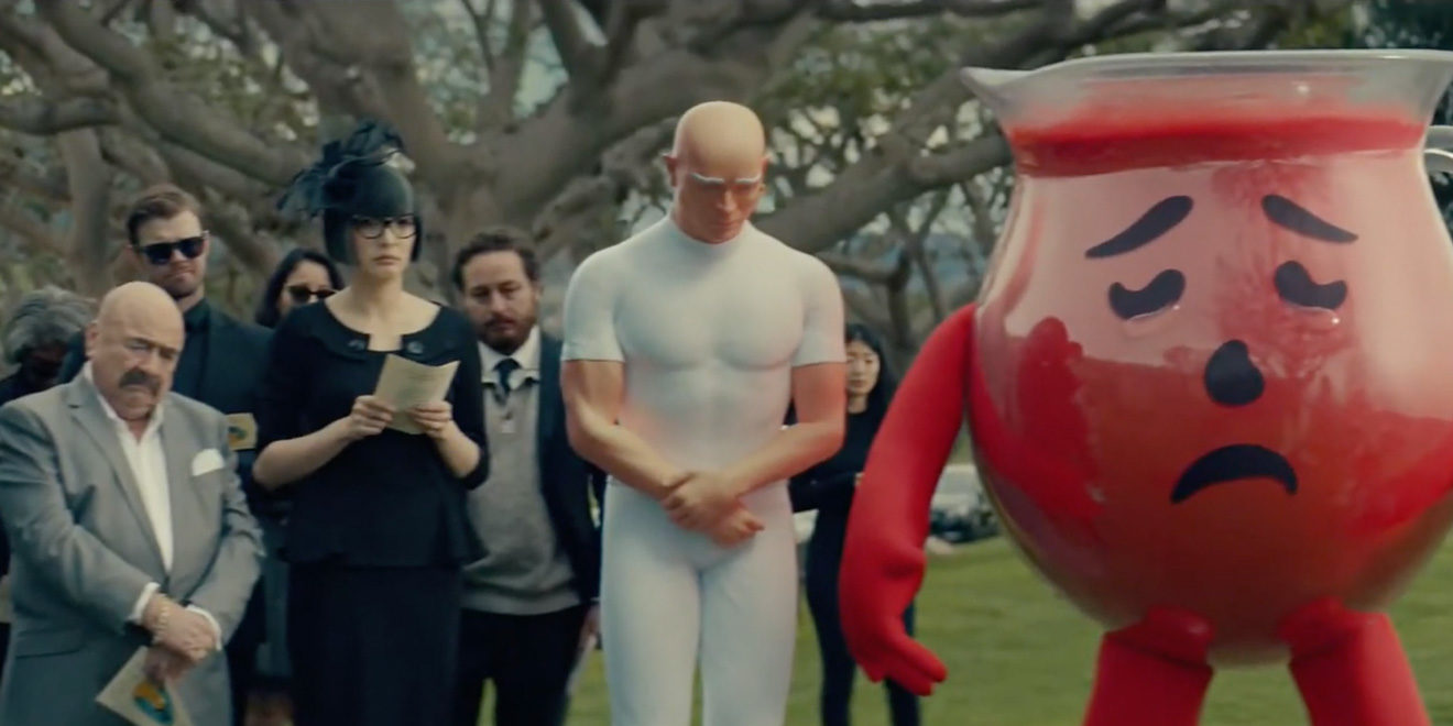 mr clean and sad kool-aid at a funeral