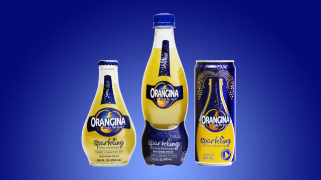 orangina bottles and cans
