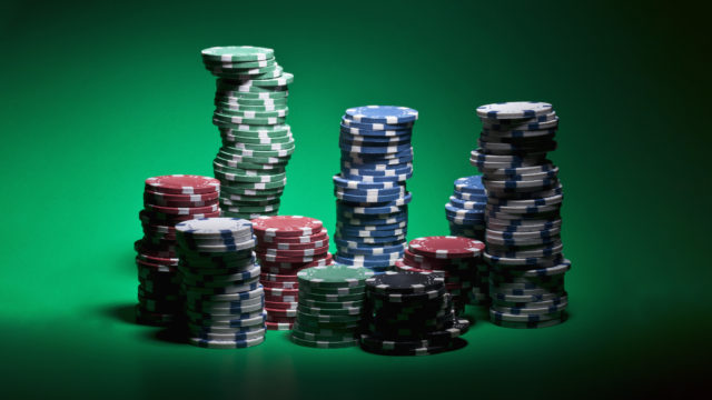 Stacks of various gambling chips