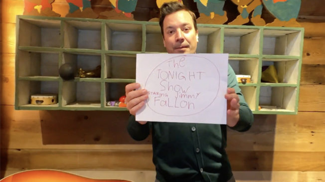 jimmy fallon doing his monologue at home