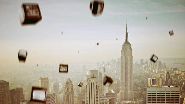 tvs falling out of the sky over new york