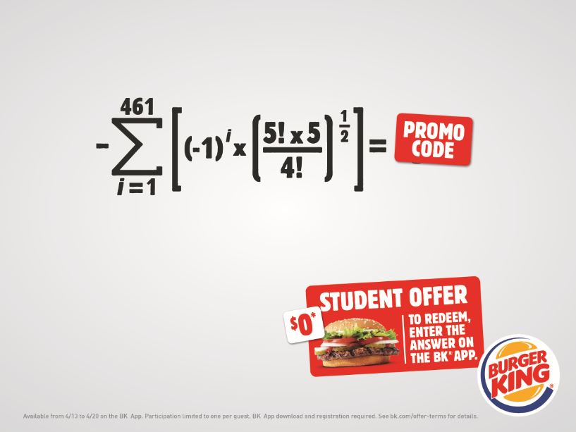 Burger King giving away Whoppers for students who complete educational activities