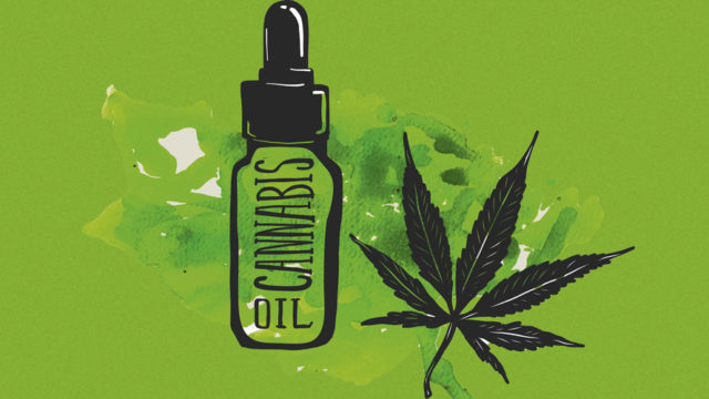 cannabis oil and leaf