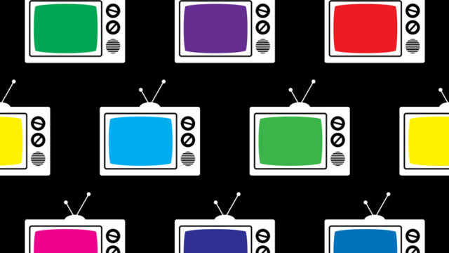 a bunch of small tv sets with different color screens