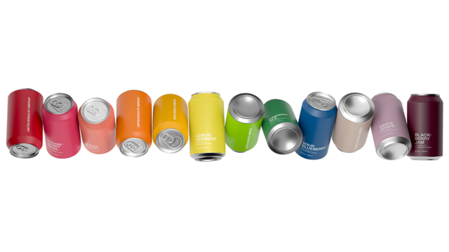 Different colored soda cans
