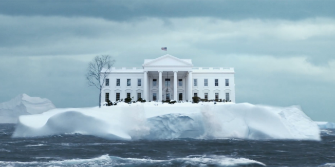 the white house surrounded by snow