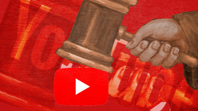 youtube logo being crushed by a gavel