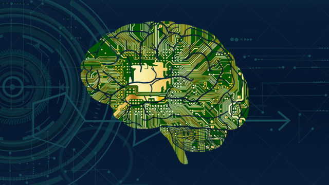 Illustration of a brain as a computer chip