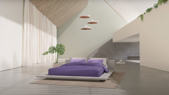 a purple mattress in a nice home