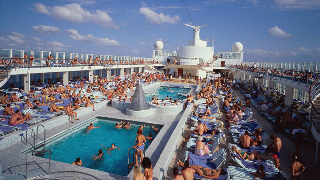 a busy cruise ship deck