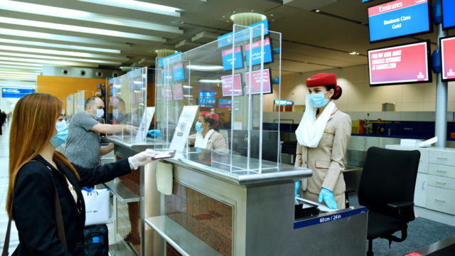 Antimicrobial screens at airport check-in