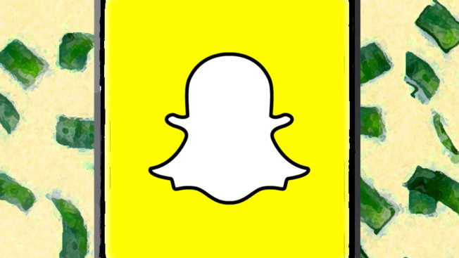 snapchat ghost logo with falling money on the isdes