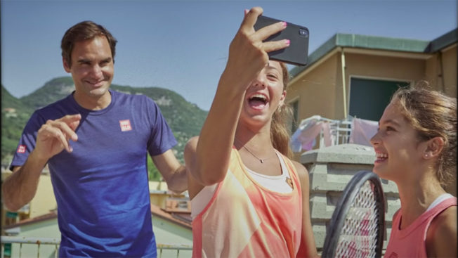 Screenshot from the rooftop tennis video