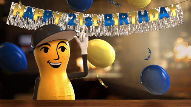 mr peanut as a teenager celebrating his birthday