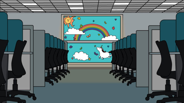 office with rainbow