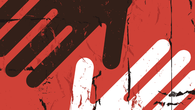 illustration of black hand and white hand on red background