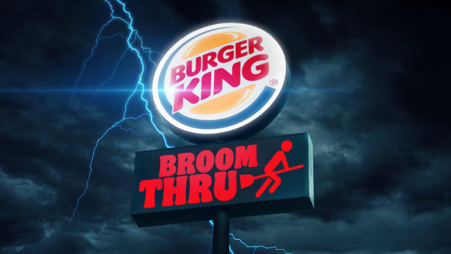Burger King broom drive-thru sign