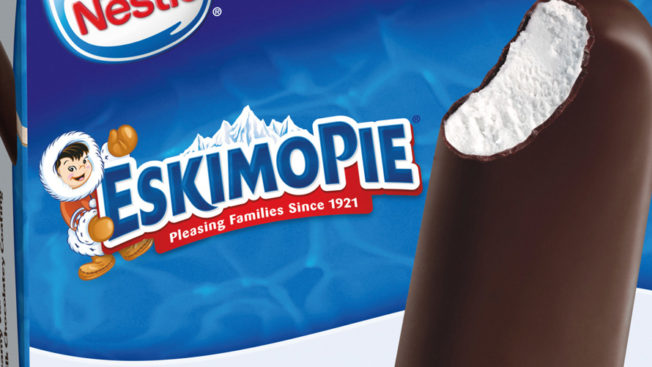 eskimo pie ice cream box with logo and an ice cream bar