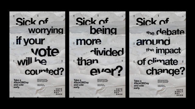 Images of the #SickOfIt ad campaign