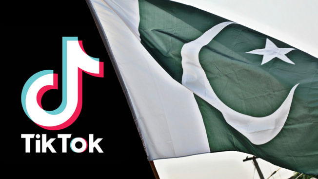 TikTok logo and the Pakistani flag