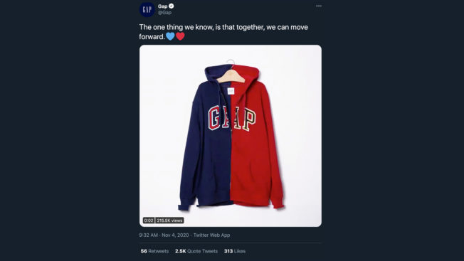 gap red and blue hoodie